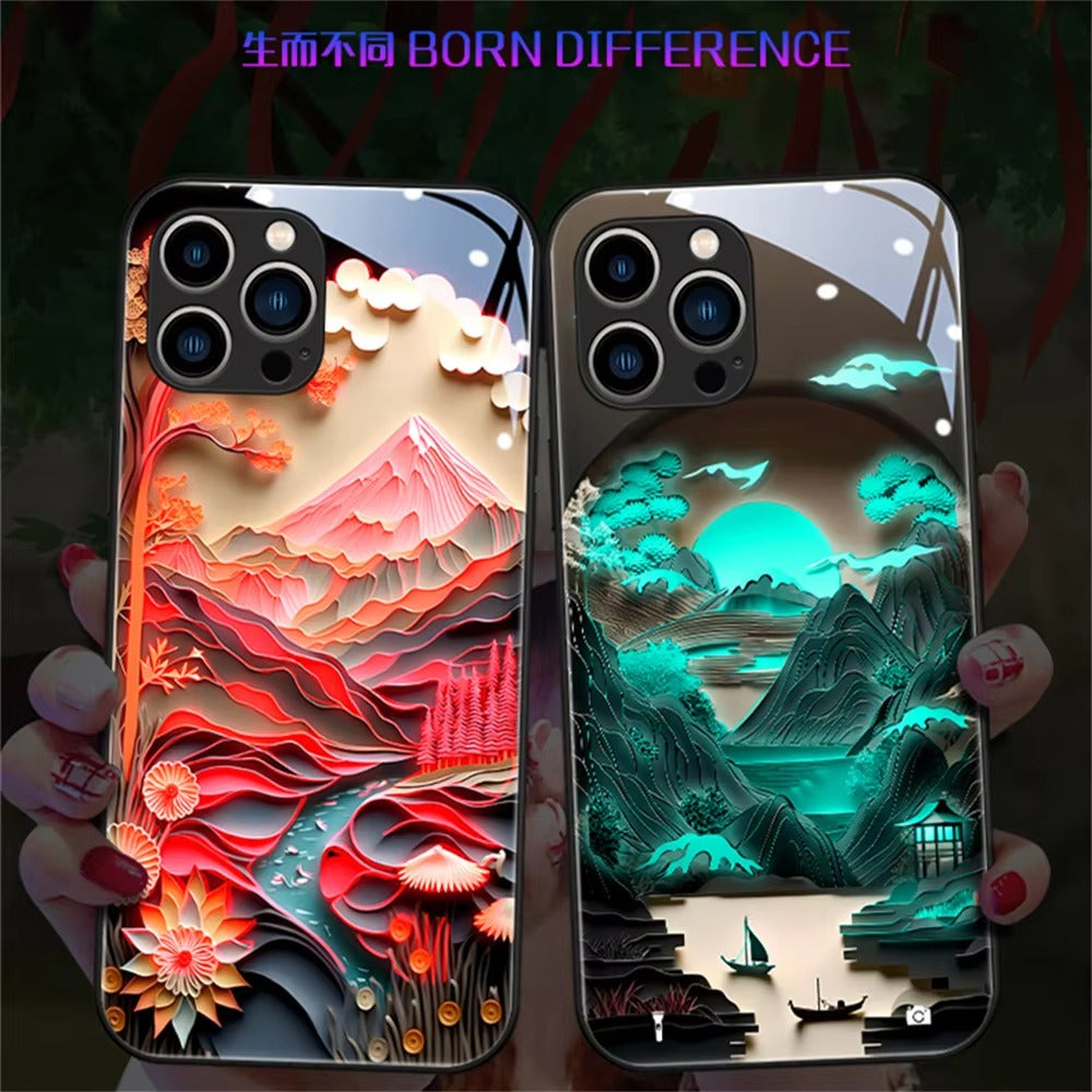Premium Apple iPhone Case, MagSafe Compatible, Camera Lens and Screen Protection, Ultra Thin, Shockproof, Magnetic, Full All Around Protection, LED Mount Fuji Glass Cover