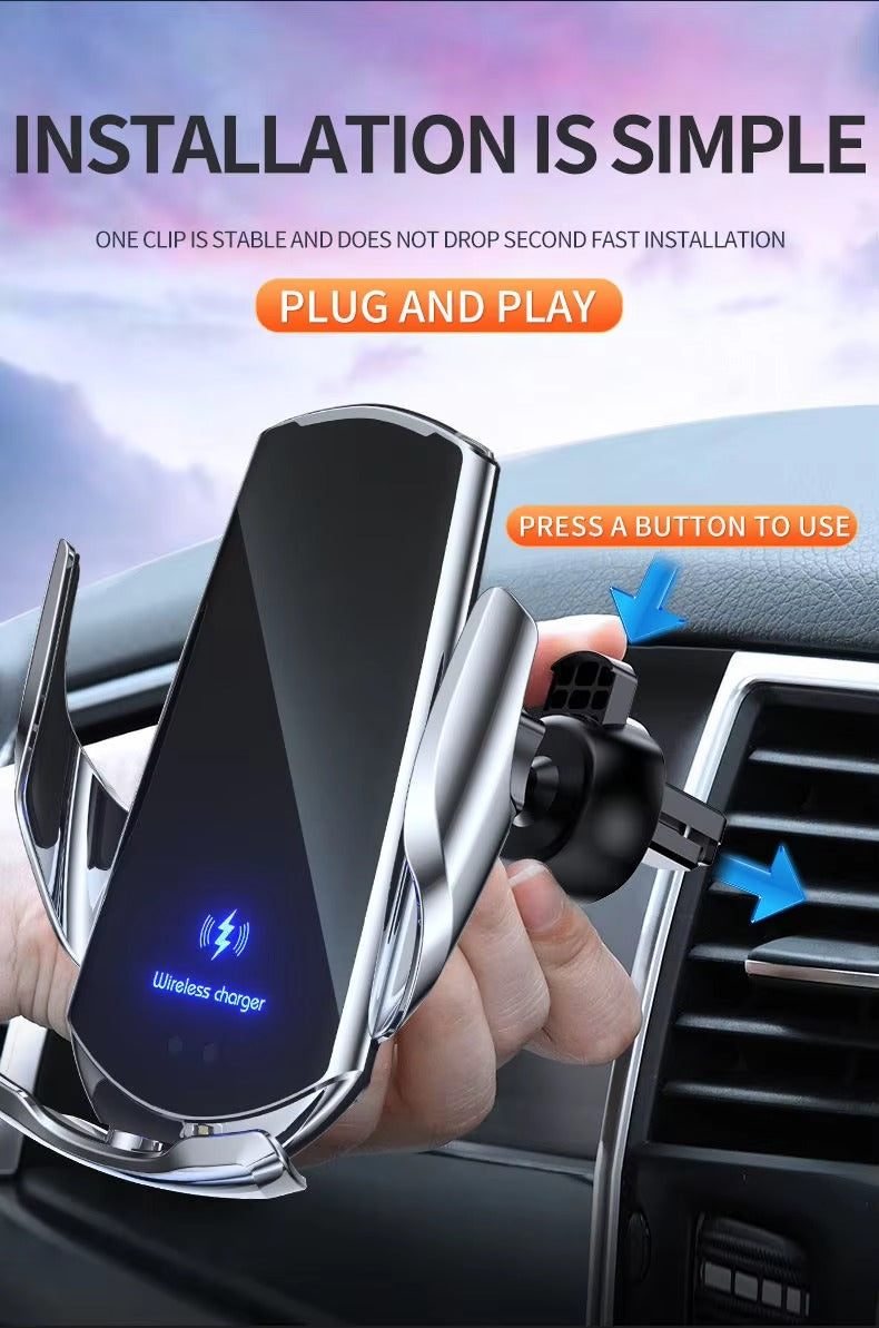 Premium Smart Sensor Wireless Car Charger 15W – Auto-Clamping Phone Holder for Air Vent, Fast Charging, One-Hand Operation, Infrared Sensor, Type-C Compatible