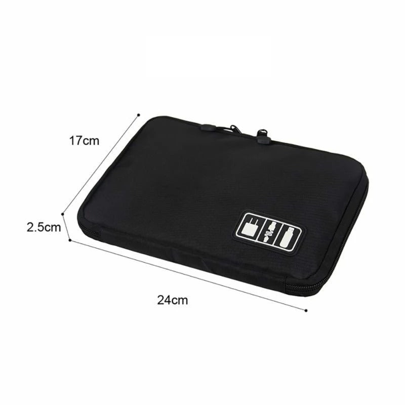 Premium Waterproof Travel Organizer Bag for Laptop Accessories – Compact Storage Case for External Hard Drive, Chargers, Cables, Headphones, SD Cards, U-Disk, Power Bank