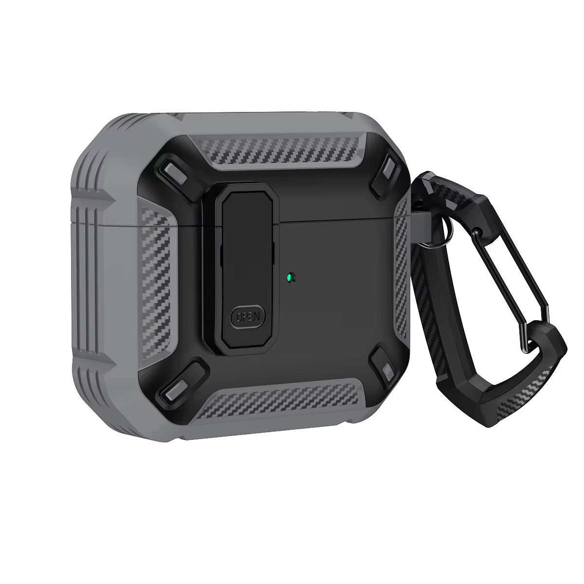 Premium Carbon Fiber AirPods Case Cover – Shockproof TPU Hard Shell with Secure Lock, Keychain, Wireless Charging Compatible for AirPods Pro 2, 3, 2, 1 & 4