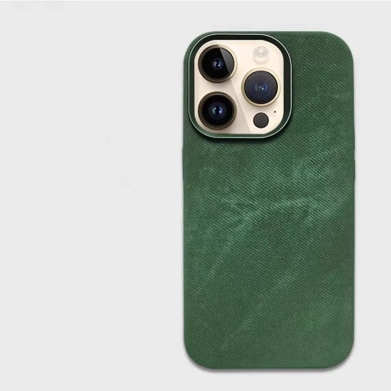 Premium-Hülle für Apple iPhone, MagSafe-kompatibel, Kameraobjektiv- und Bildschirmschutz, ultradünne, stoßfeste, magnetische Rundum-Schutzhülle mit Rückseite aus Faserleder