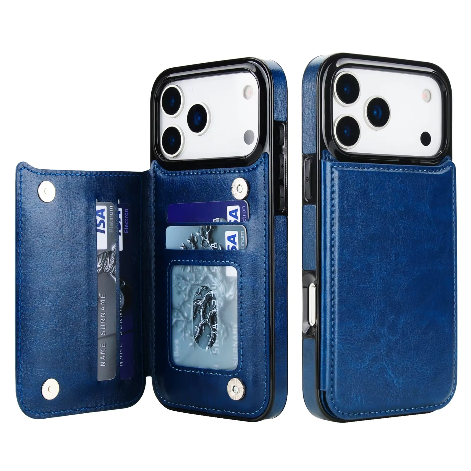 Premium Wallet iPhone Case – Magnetic Flip Cover with Card Holder, Faux Leather Kickstand, Shockproof Protection and Full Camera Lens Guard