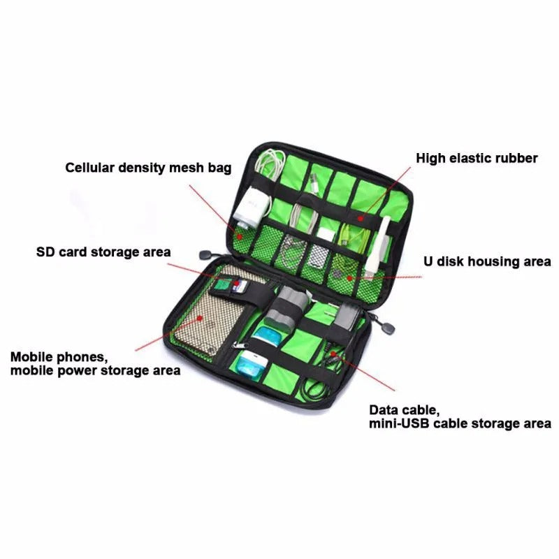 Premium Waterproof Travel Organizer Bag for Laptop Accessories – Compact Storage Case for External Hard Drive, Chargers, Cables, Headphones, SD Cards, U-Disk, Power Bank