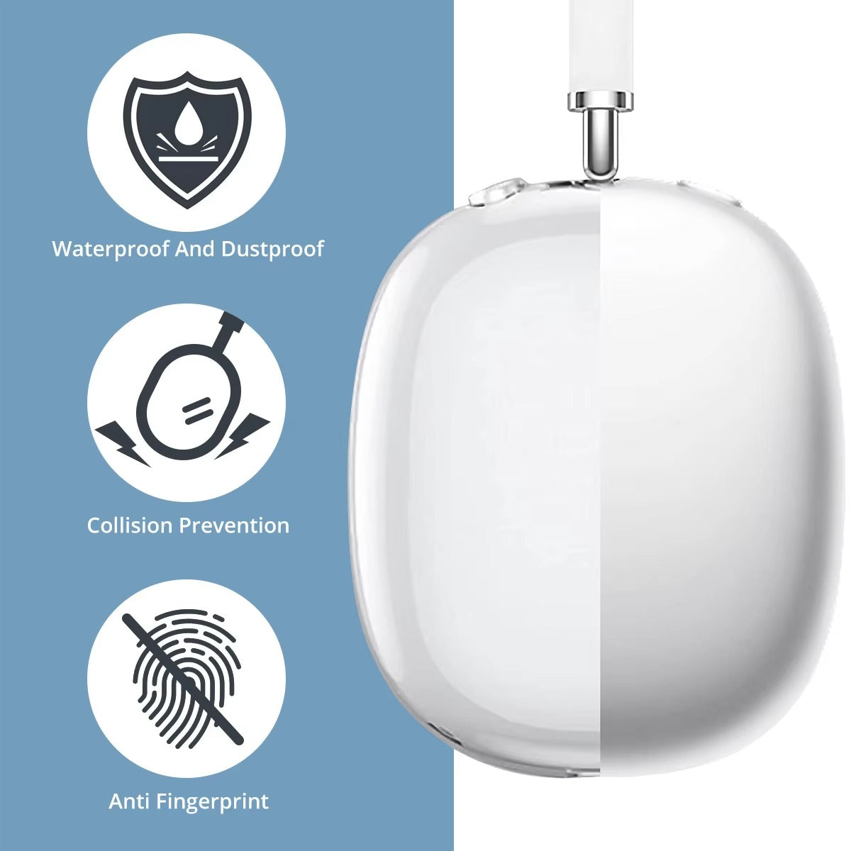 Premium Transparent TPU Case for AirPods Max – Soft, Anti-Scratch, Shockproof Protective Cover for Wireless Headphones, Lightweight and Snug Fit