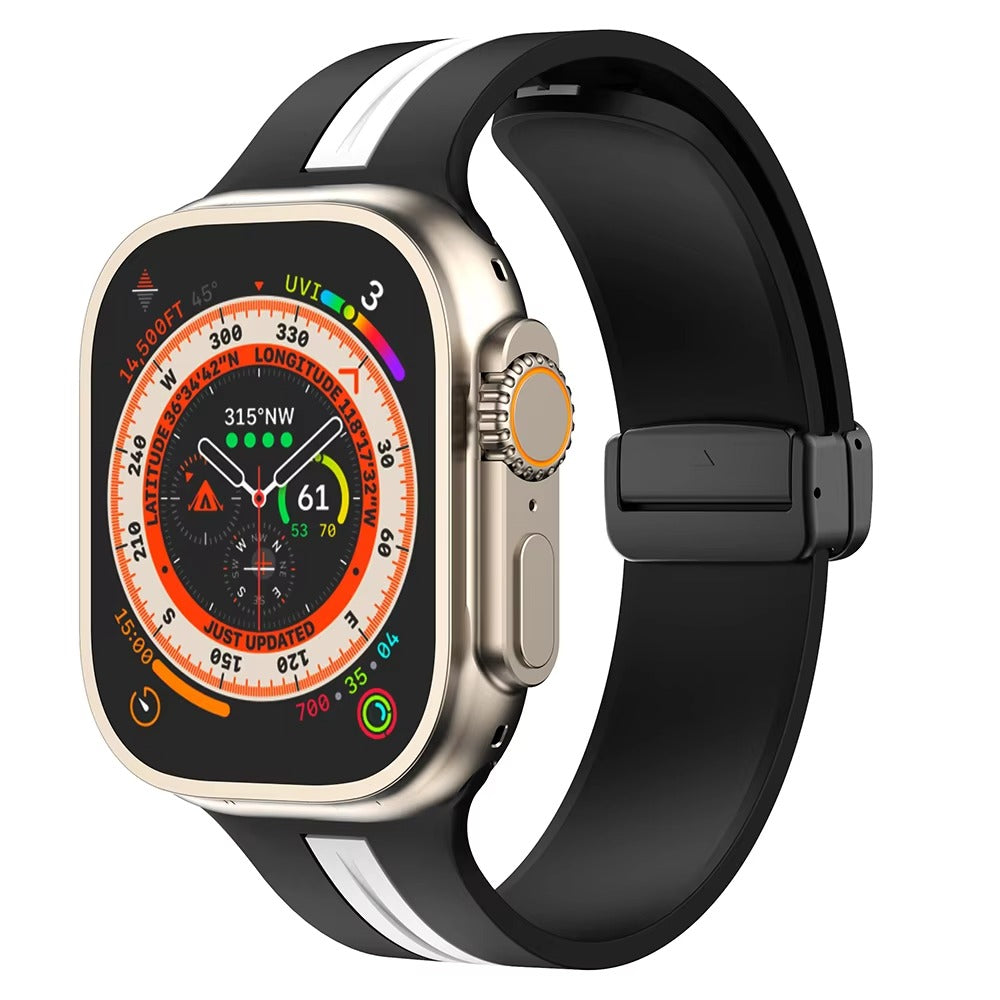 Magnetic Silicone Smartwatch Strap – Breathable Replacement Band with Snap Closure, Compatible with 38mm to 49mm Watches