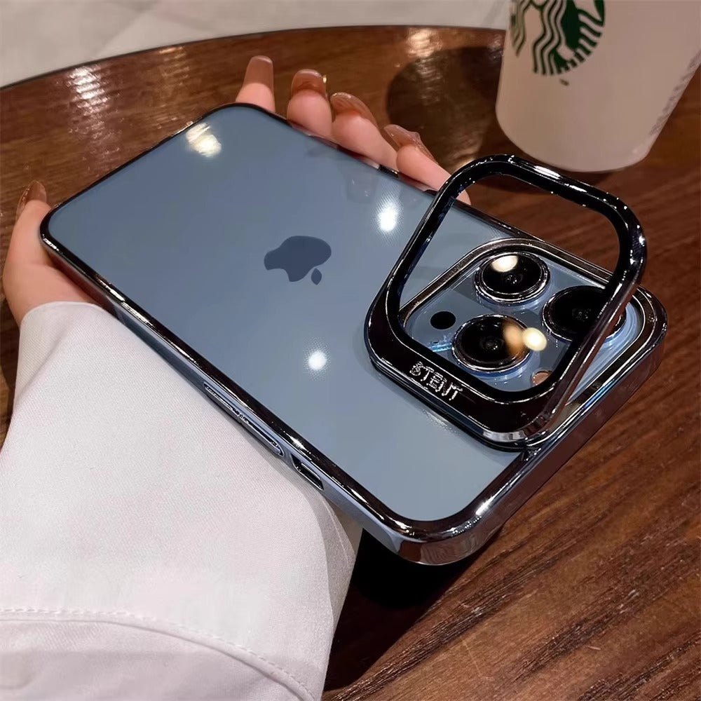 Luxury Apple iPhone Case, Ultra Thin Shockproof Magnetic Full All Around Protection Cover with Plating Stand & Hard Shell