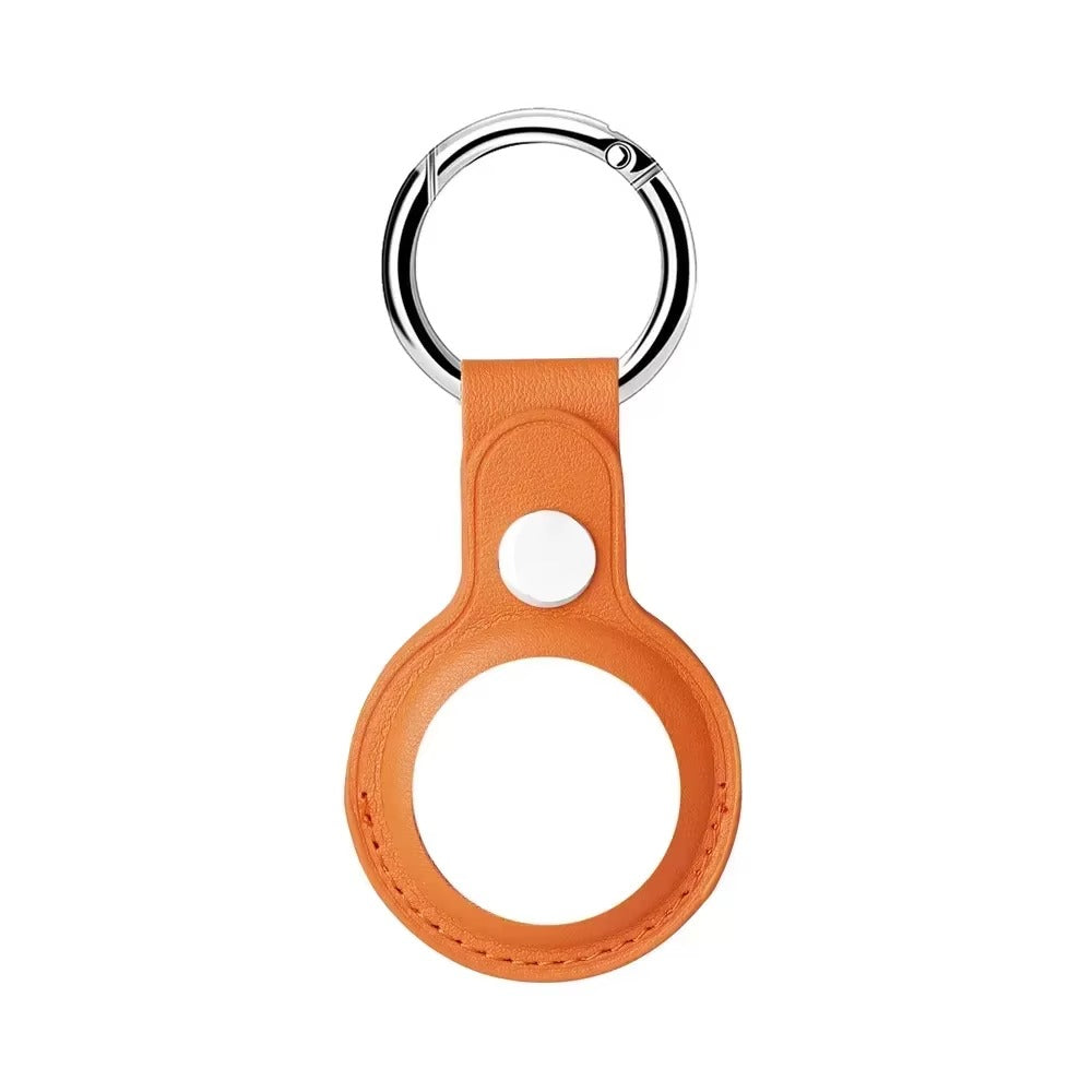 Luxury Leather AirTag Keychain Holder – Anti-Scratch Pet Tracker Cover, Secure Snap Button, Stylish Protective Case for iOS, Key Ring Included