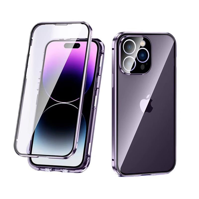 Premium Apple iPhone Case MagSafe Compatible, Camera Lens & Screen Protection, Cover with 360 Metal Glass Bumper