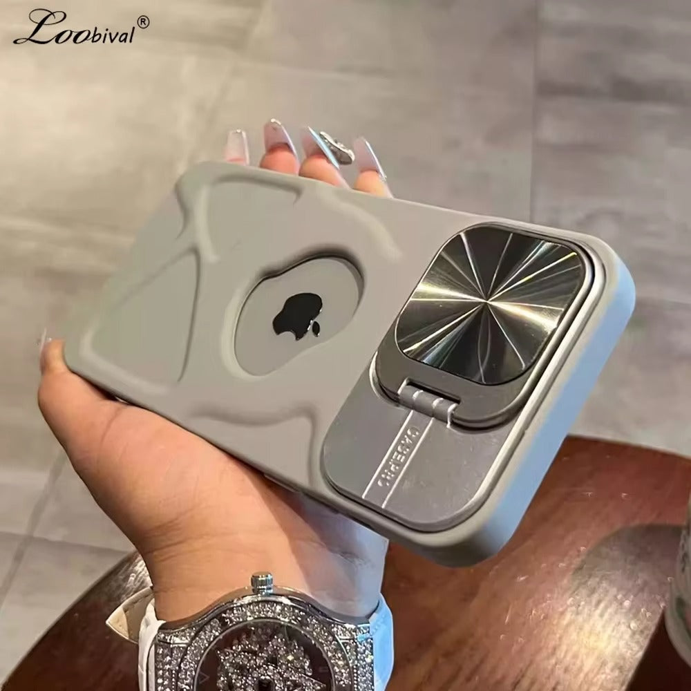 Luxury Apple iPhone Case  Ultra Thin Shockproof Magnetic Full All Around Protection Cover with Matte Bracket & Logo Window