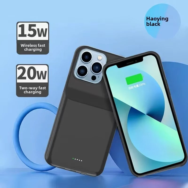 Hochwertige Apple iPhone-Hülle, MagSafe-kompatibel, Kameraobjektiv- und Bildschirmschutz, ultradünne, stoßfeste, magnetische Rundum-Schutzhülle mit 5000 mAh 10000 mAh Powerbank