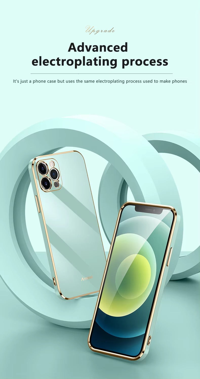 Luxury Apple iPhone Case MagSafe Compatible, Camera Lens & Screen Protection, Ultra Thin Shockproof Magnetic Full All Around Protection Cover with Solid Color Plating Silicone
