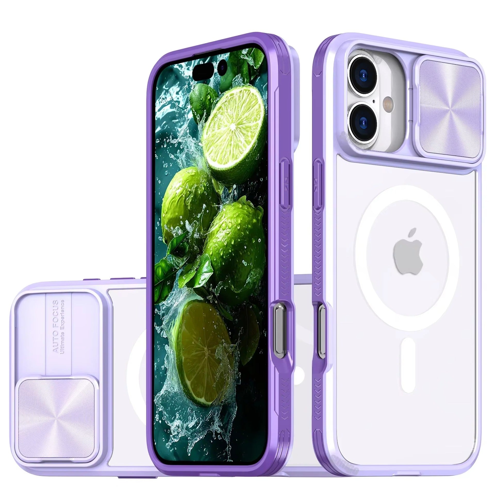Premium Apple iPhone Case MagSafe Compatible, Camera Lens & Screen Protection,  Cover with Slide Lens & Clear Acrylic Back