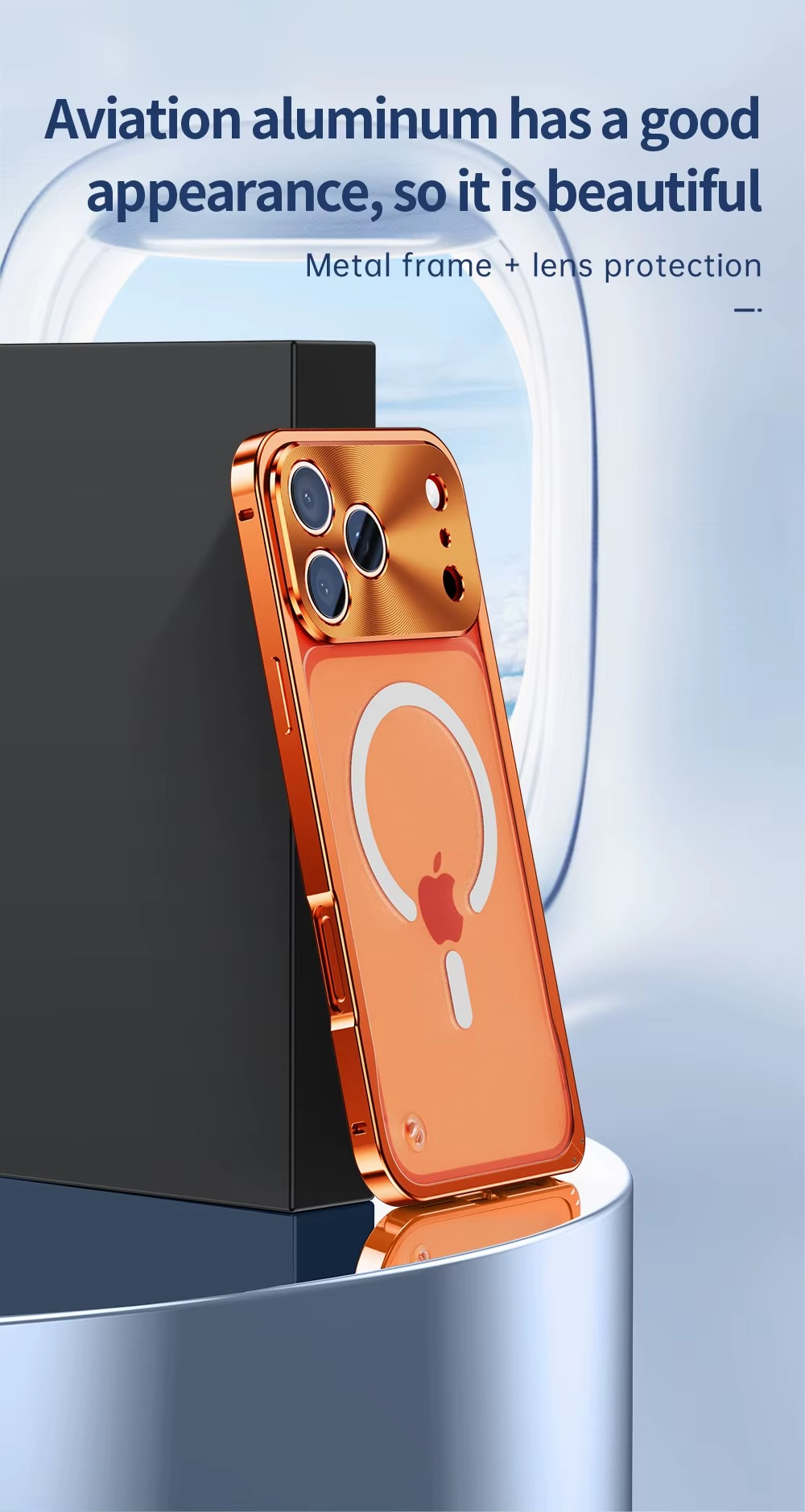 Premium Aluminum Alloy Frame iPhone Case – MagSafe Compatible Magnetic Bumper with Shockproof Protection, Matte Transparent Back and Camera Lens Guard