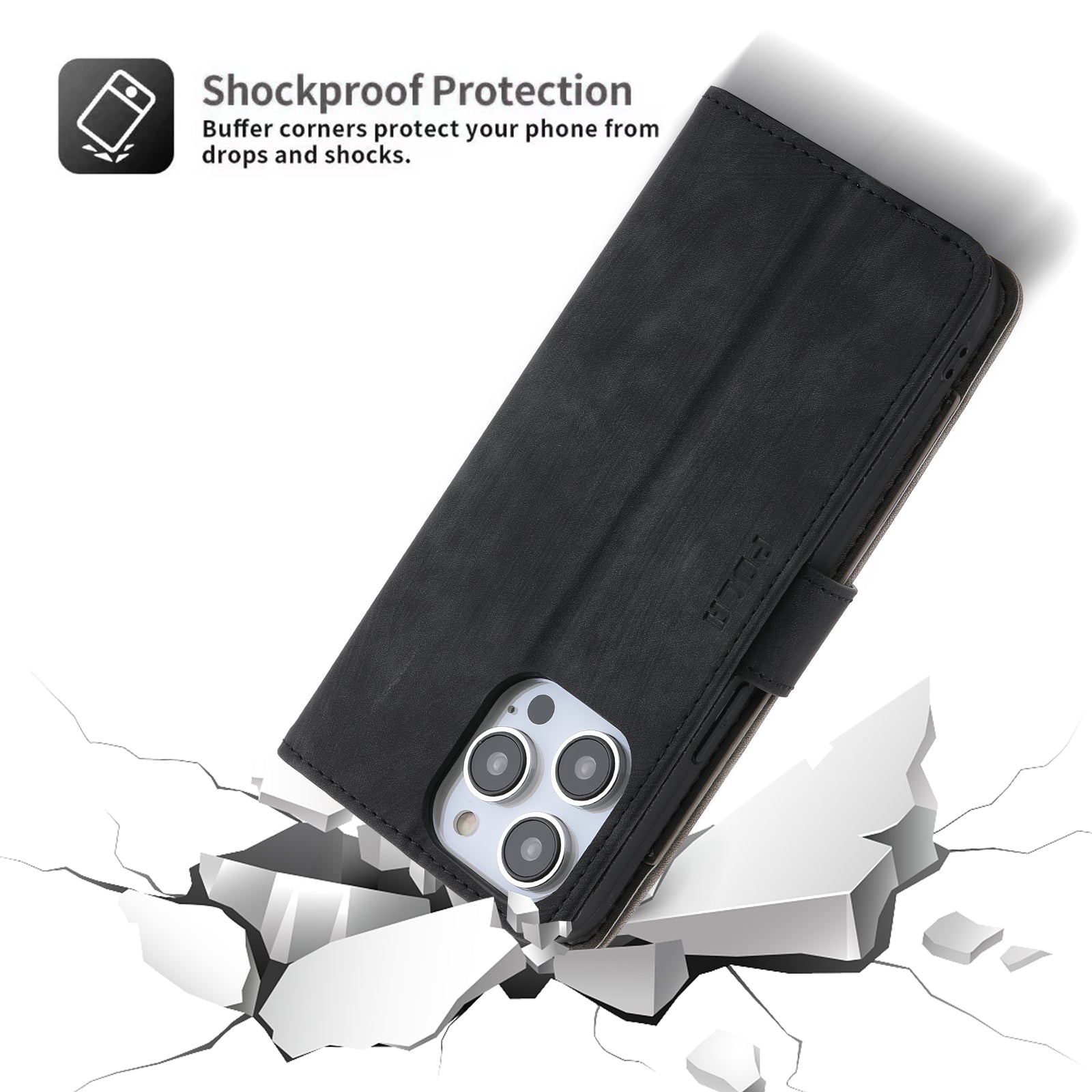 RFID-blockierende Leder-Brieftaschenhülle für iPhone – Klapphülle mit Reißverschluss, Kartenfach, magnetischer Ständer, stoßfester Schutz, Premium-Design für iPhone