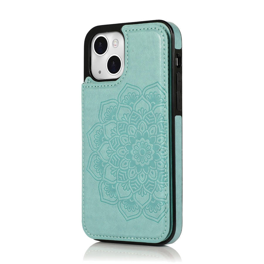 Luxury Wallet Datura Double Buckle iPhone Case – Magnetic Flip, Card Slot, Protective & Stylish Leather Cover Case for iPhone