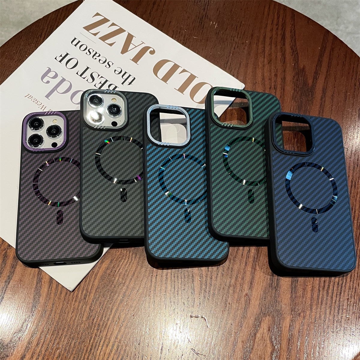 Luxury Magnetic Carbon Fiber iPhone Case – Shockproof MagSafe Wireless Charging Cover with Sleek Texture for iPhone Models