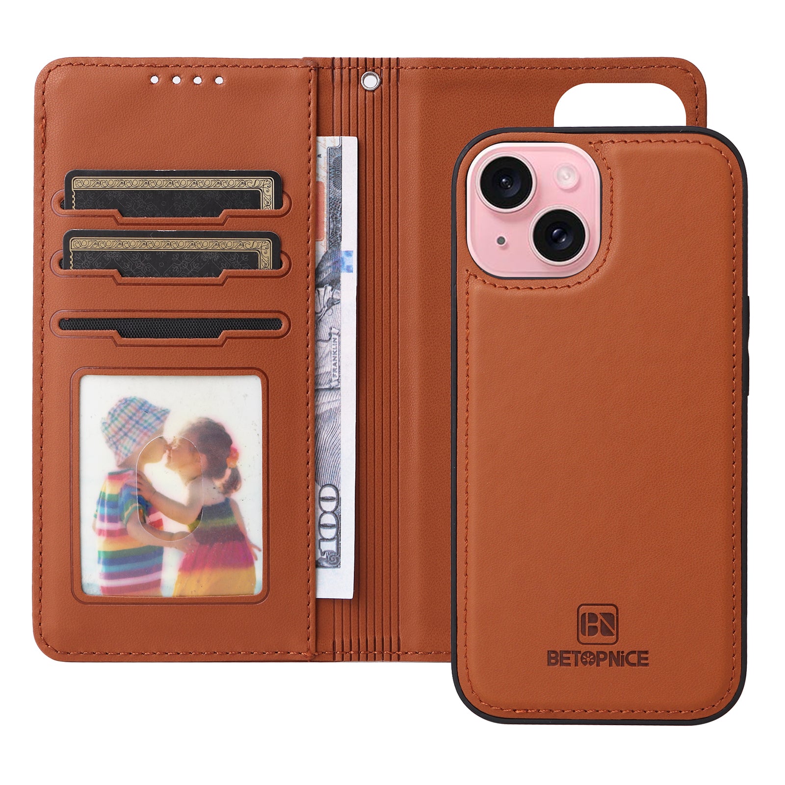 Luxuriöse, abnehmbare 2-in-1-Brieftaschenhülle für das iPhone – magnetische Lederhülle, Kartenhalter, Ständer, sicherer Verschluss, stilvoller und langlebiger Schutz