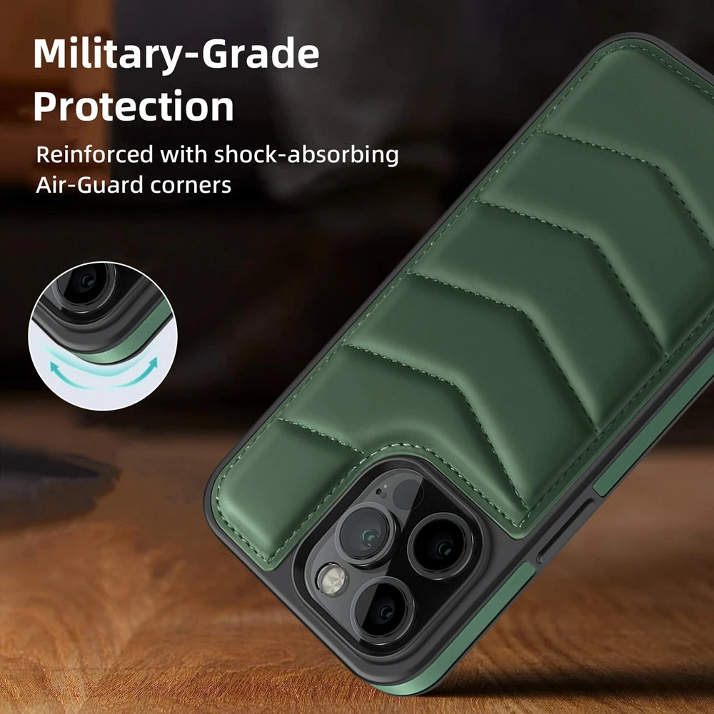 Premium MagSafe Lederhülle für iPhone – magnetisches kabelloses Laden, Kartenhalter-Brieftasche, stoßfester Schutz, schlankes Design für iPhone-Modelle