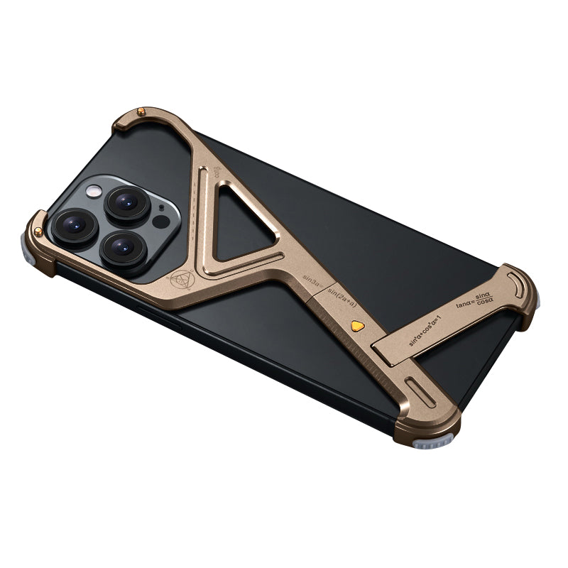 Luxury Geometric Metal iPhone Case – Aluminum Alloy Shockproof Cover with  Stand for iPhone Models Stylish and Durable Design