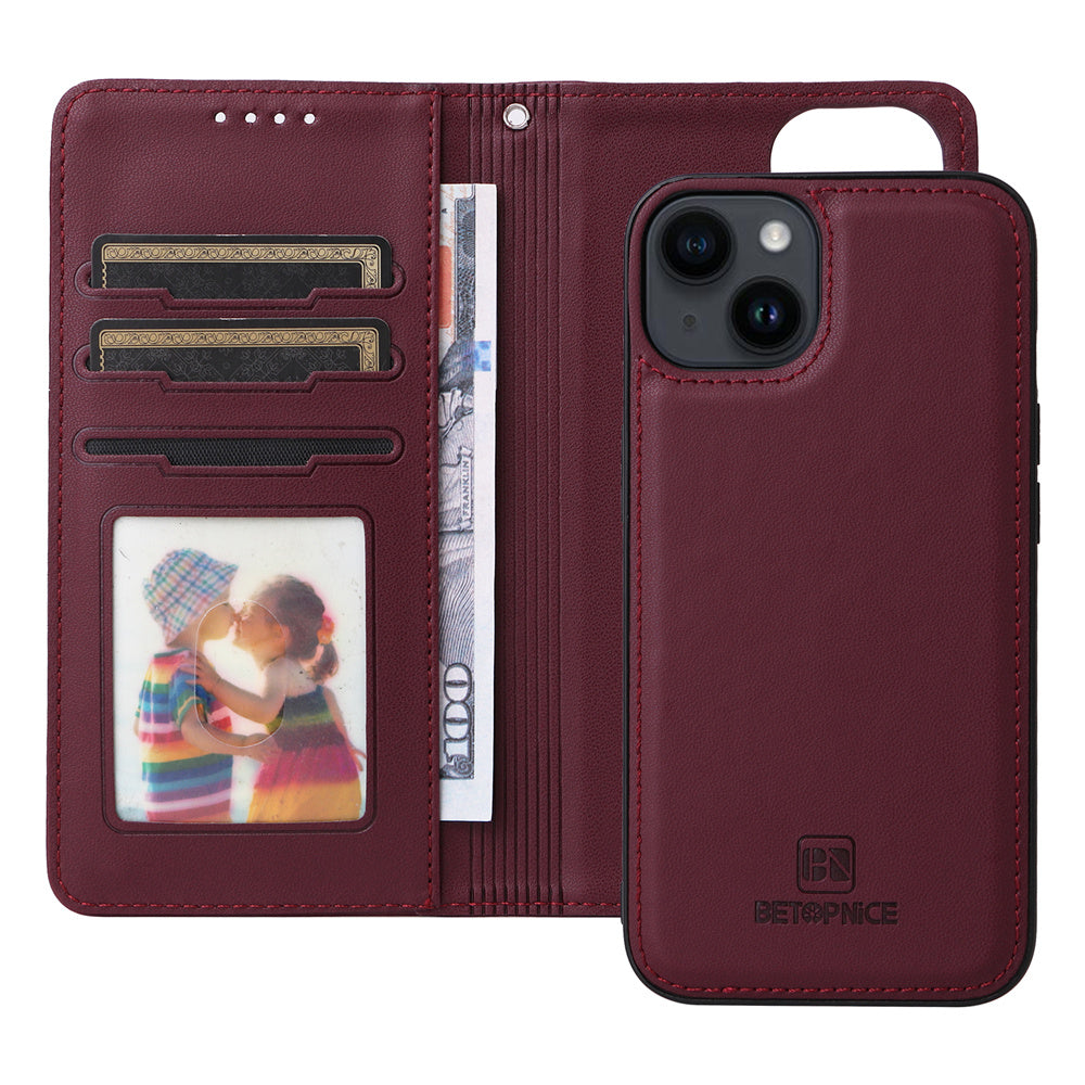 Luxuriöse, abnehmbare 2-in-1-Brieftaschenhülle für das iPhone – magnetische Lederhülle, Kartenhalter, Ständer, sicherer Verschluss, stilvoller und langlebiger Schutz