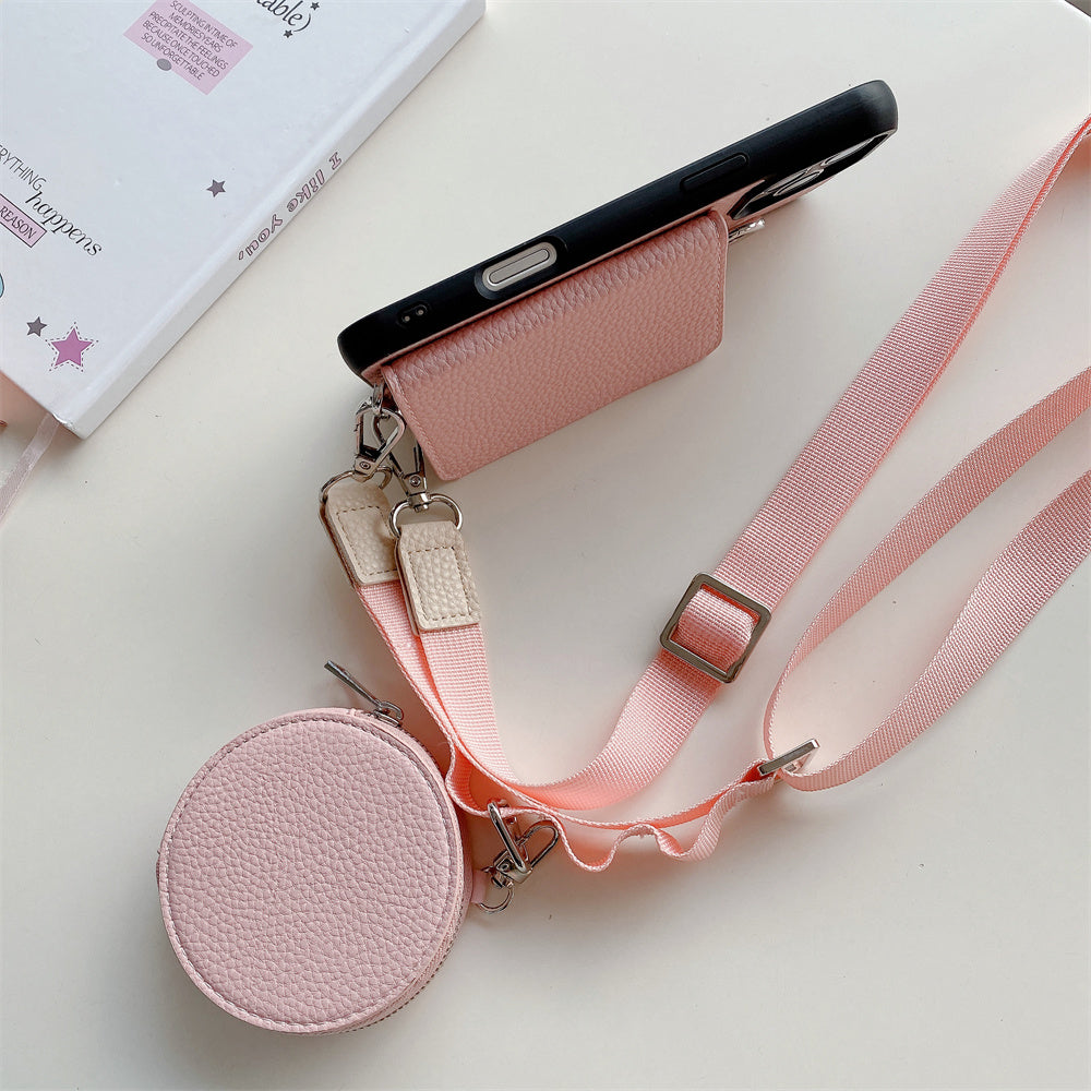 Luxury Crossbody Wallet iPhone Case – Card Pocket Holder, Lanyard Leather Cover, Stylish & Functional Design Case for iPhone