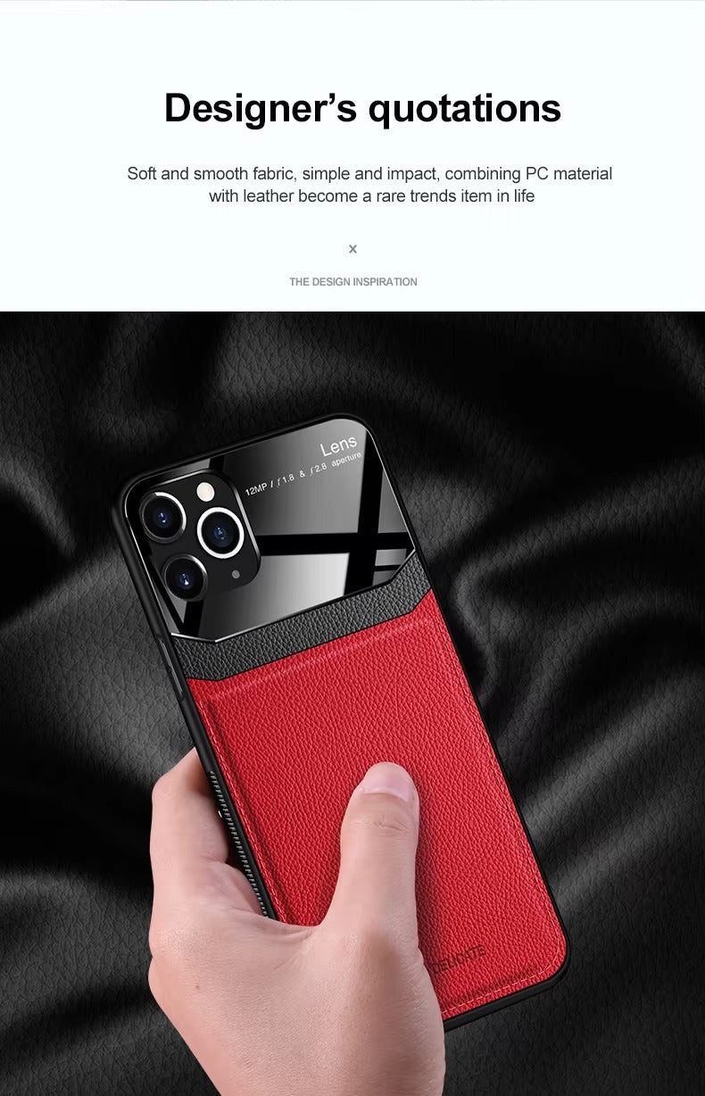 Premium Apple iPhone Case MagSafe Compatible, Camera Lens & Screen Protection Cover with Leather Texture Camera Guard