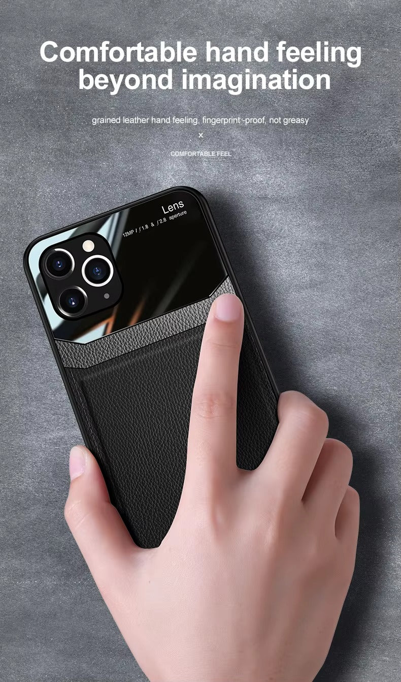 Premium Apple iPhone Case MagSafe Compatible, Camera Lens & Screen Protection Cover with Leather Texture Camera Guard