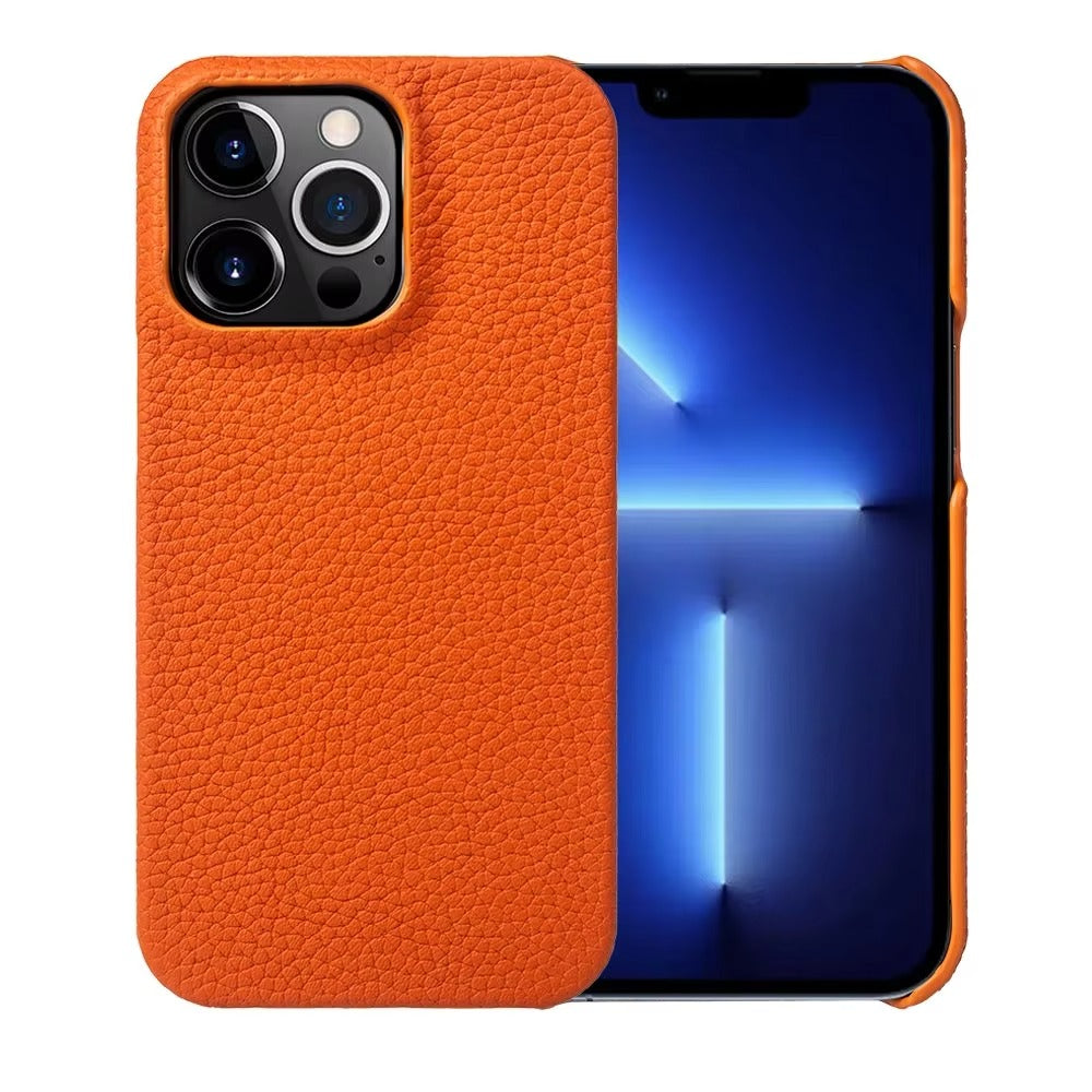 Luxury Natural Cowhide Leather MagSafe iPhone Case – Lychee Texture, Durable & Stylish Phone Back Cover | Case for iPhone