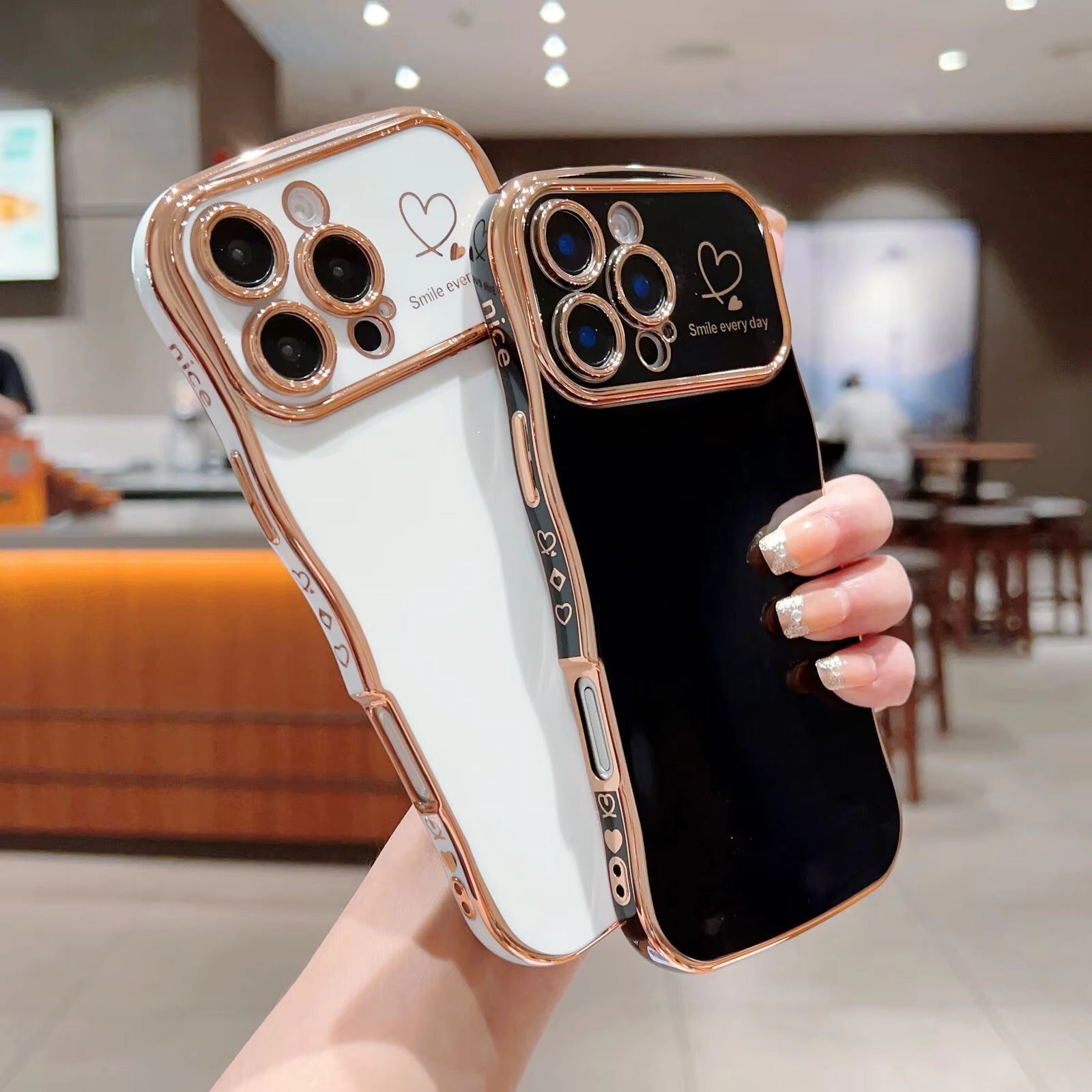 Luxury Apple iPhone Case MagSafe Compatible, Camera Lens & Screen Protection All Around Protection Cover with  Heart Design