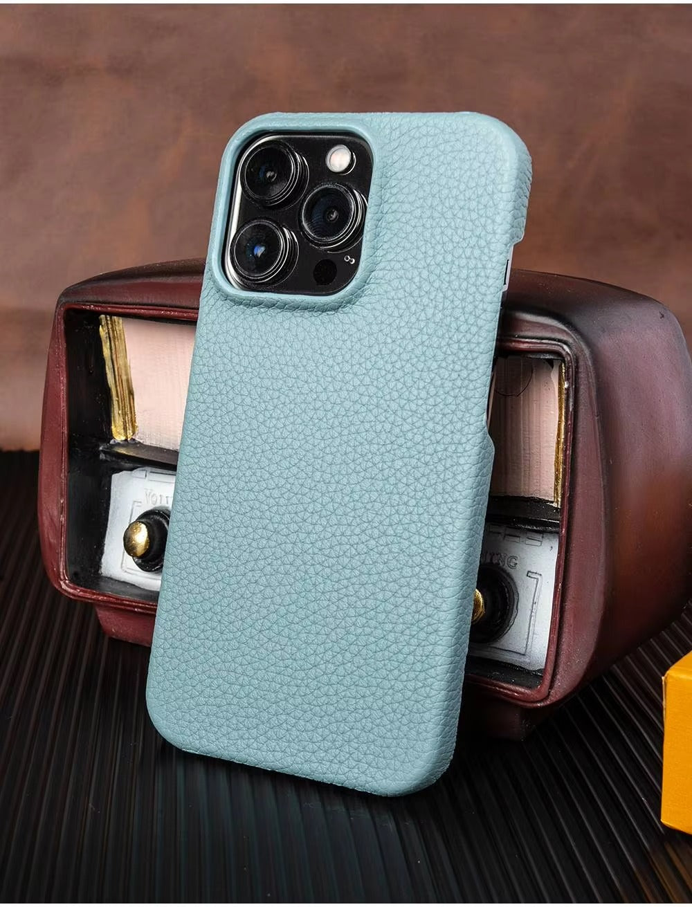 Luxury Natural Cowhide Leather MagSafe iPhone Case – Lychee Texture, Durable & Stylish Phone Back Cover | Case for iPhone