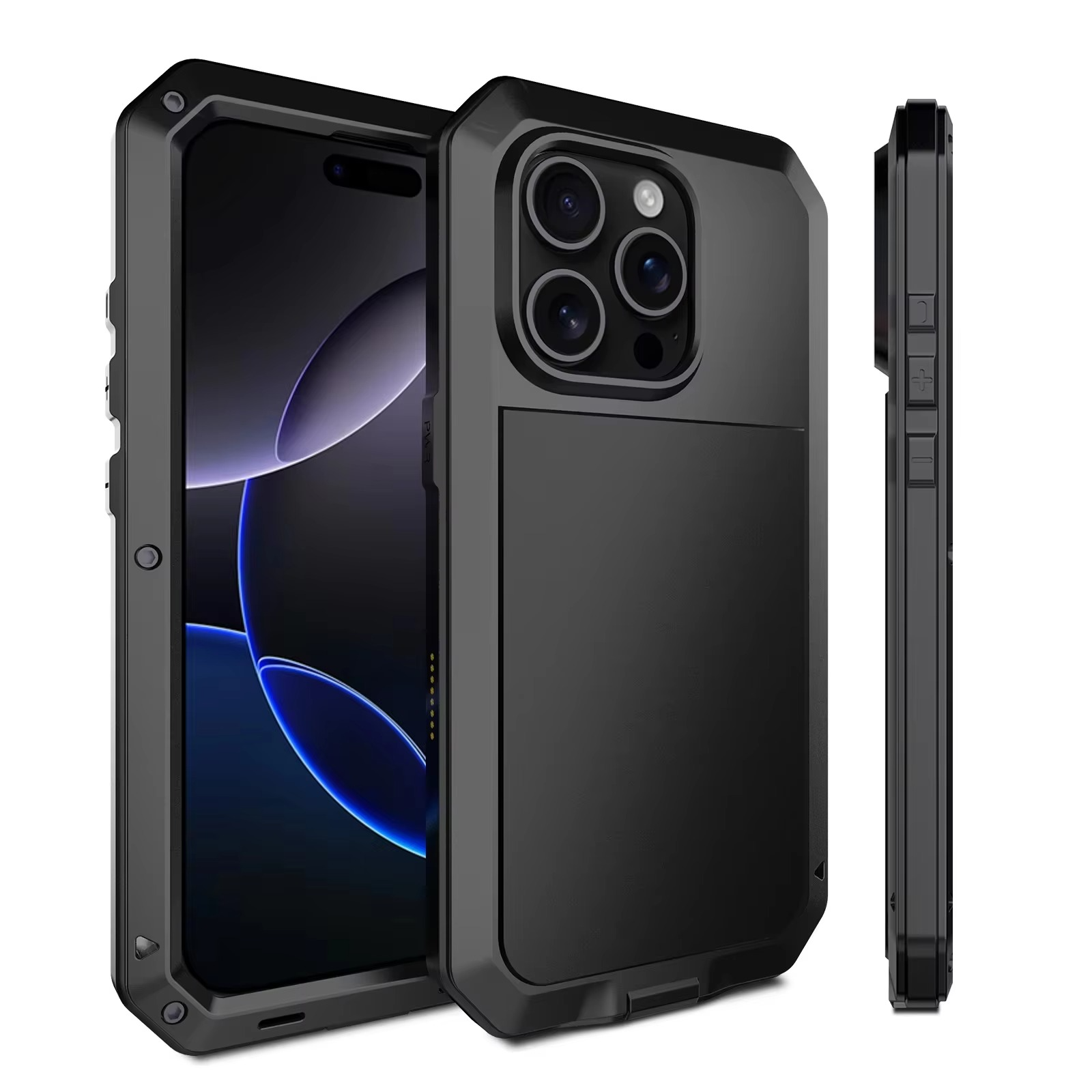 Robust Apple iPhone Case, MagSafe Compatible, Camera Lens and Screen Protection, Ultra Thin, Shockproof, Magnetic, Full All Around Protection, Metal Screw Bumper Cover