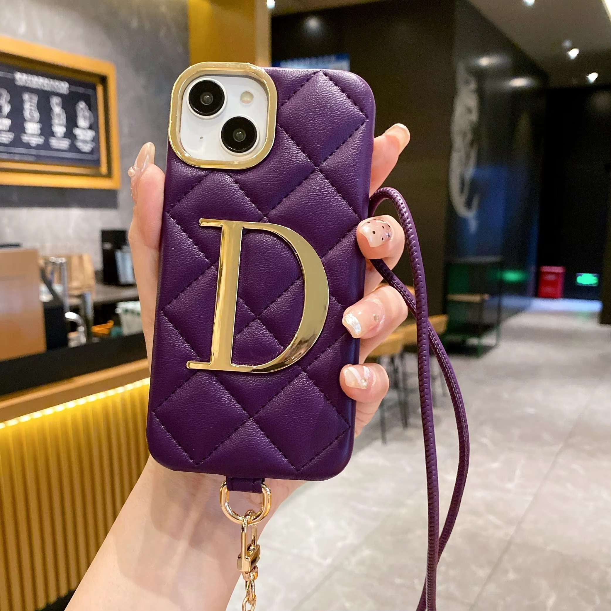 Luxury Apple iPhone Case, MagSafe Compatible, Camera Lens and Screen Protection, Ultra Thin, Shockproof, Magnetic, Full All Around Protection, Leather Name Lanyard Cover