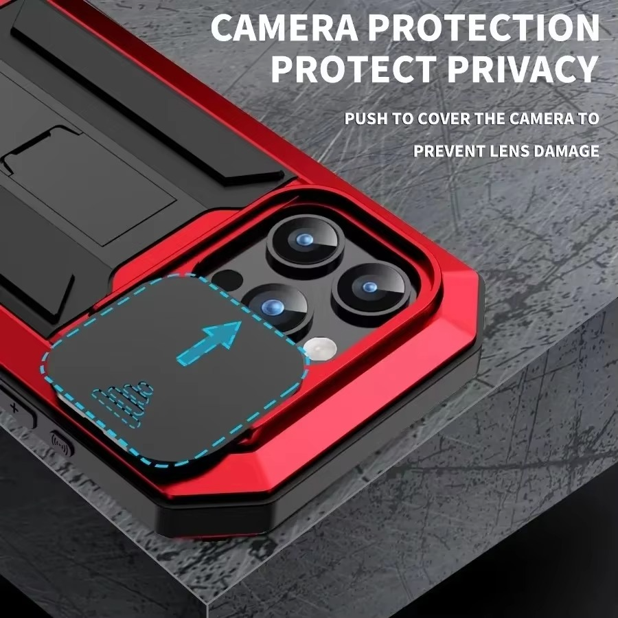 Robust Apple iPhone Case, MagSafe Compatible, Camera Lens and Screen Protection, Ultra Thin, Shockproof, Magnetic, Full All Around Protection, Metal 360 Glass Slide Cover