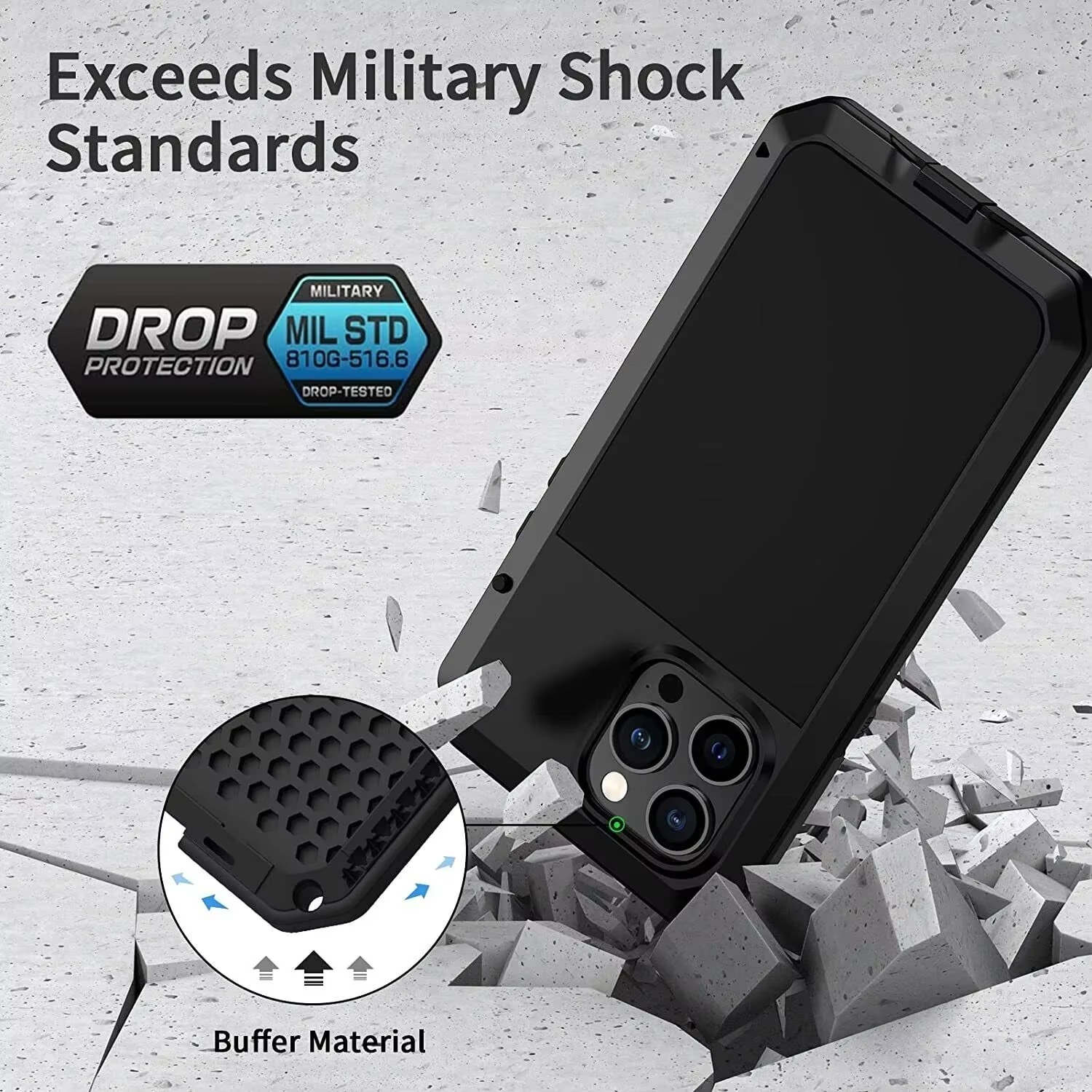 Robust Apple iPhone Case, MagSafe Compatible, Camera Lens and Screen Protection, Ultra Thin, Shockproof, Magnetic, Full All Around Protection, Aluminum Armor Tank Cover