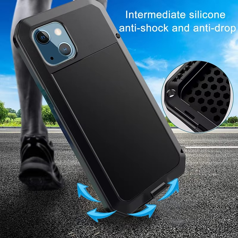Robust Apple iPhone Case, MagSafe Compatible, Camera Lens and Screen Protection, Ultra Thin, Shockproof, Magnetic, Full All Around Protection, Aluminum Armor Tank Cover