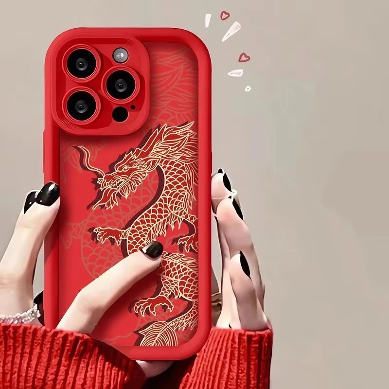 Luxury Apple iPhone Case, MagSafe Compatible, Camera Lens and Screen Protection, Ultra Thin, Shockproof, Magnetic, Full All Around Protection, Eastern Dragon Silicone Cover