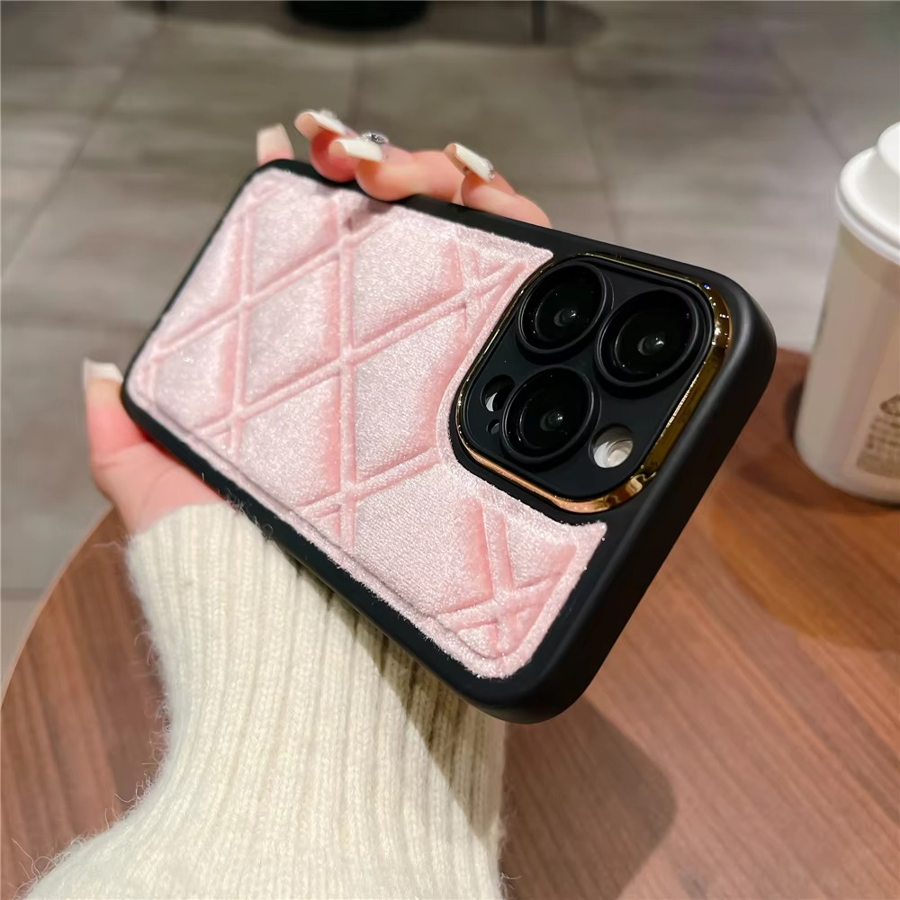 Luxury Apple iPhone Case, MagSafe Compatible, Camera Lens and Screen Protection, Ultra Thin, Shockproof, Magnetic, Full All Around Protection, Plaid Velvet Fabric Cover