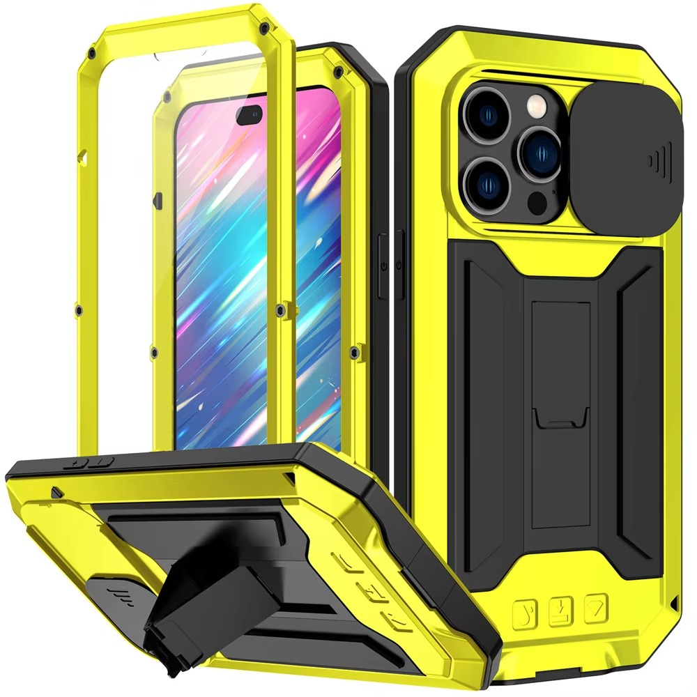 Robust Apple iPhone Case, MagSafe Compatible, Camera Lens and Screen Protection, Ultra Thin, Shockproof, Magnetic, Full All Around Protection, Metal 360 Glass Slide Cover