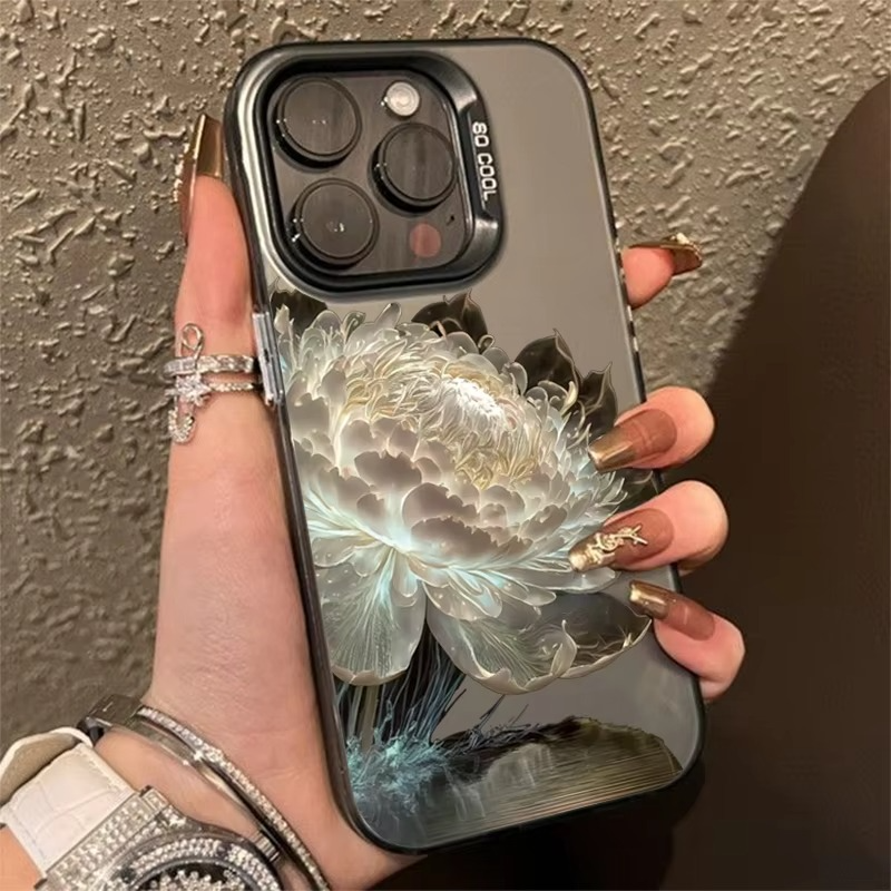 Luxury Apple iPhone Case, MagSafe Compatible, Camera Lens and Screen Protection, Ultra Thin, Shockproof, Magnetic, Full All Around Protection, Lotus Flower Plated Armor Cover