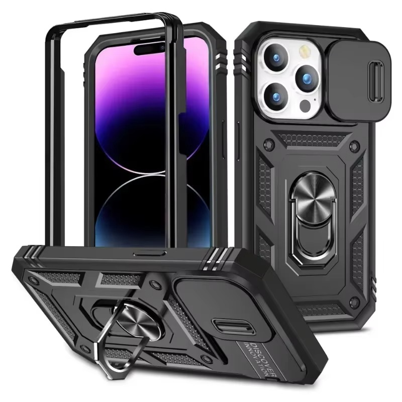 Robust Apple iPhone Case, MagSafe Compatible, Camera Lens and Screen Protection, Ultra Thin, Shockproof, Magnetic, Full All Around Protection, 360 Ring Car Mount Cover
