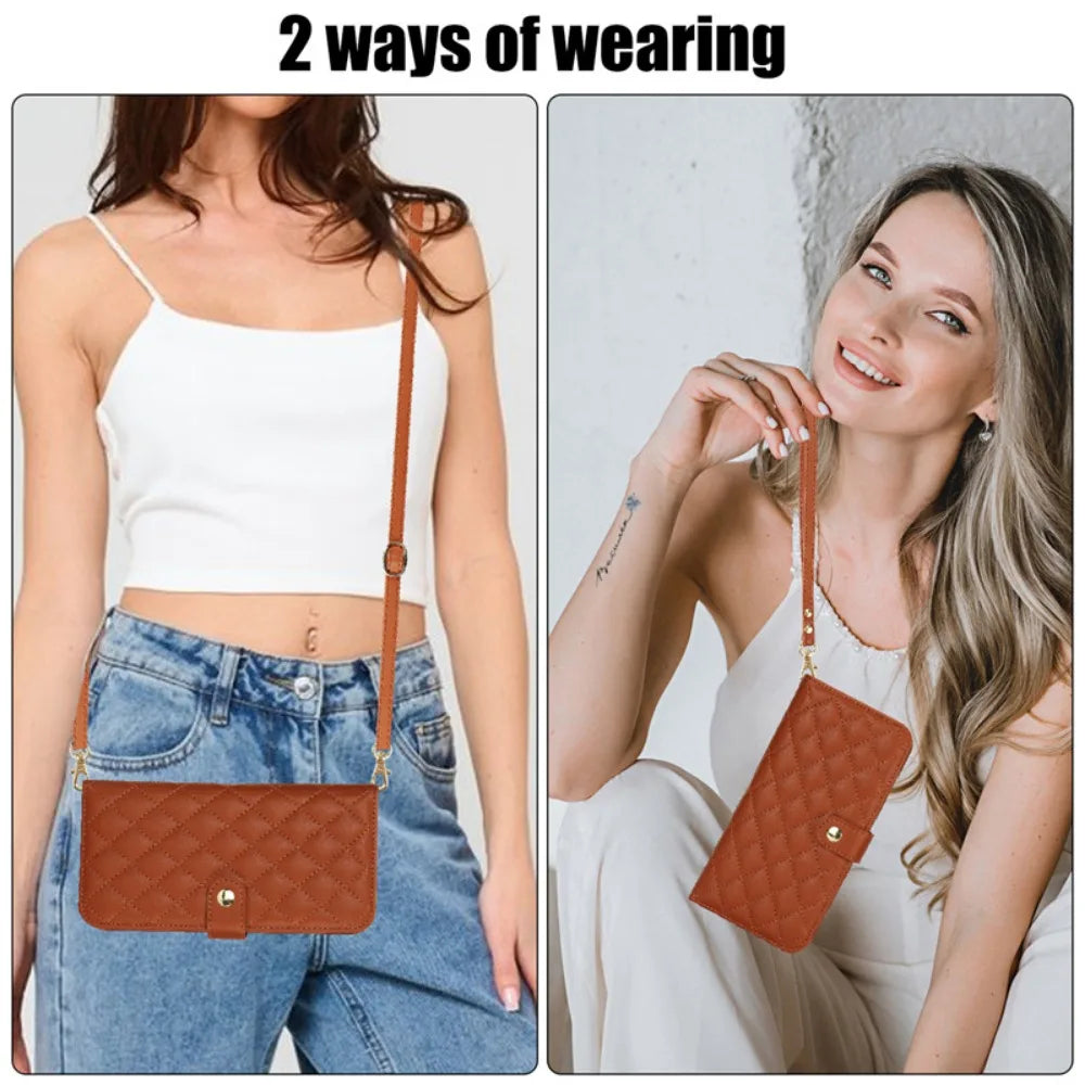 RFID Blocking Wallet Crossbody Flip iPhone Case – Card Slot Holder, PU Leather, Secure Protection for iPhone Models