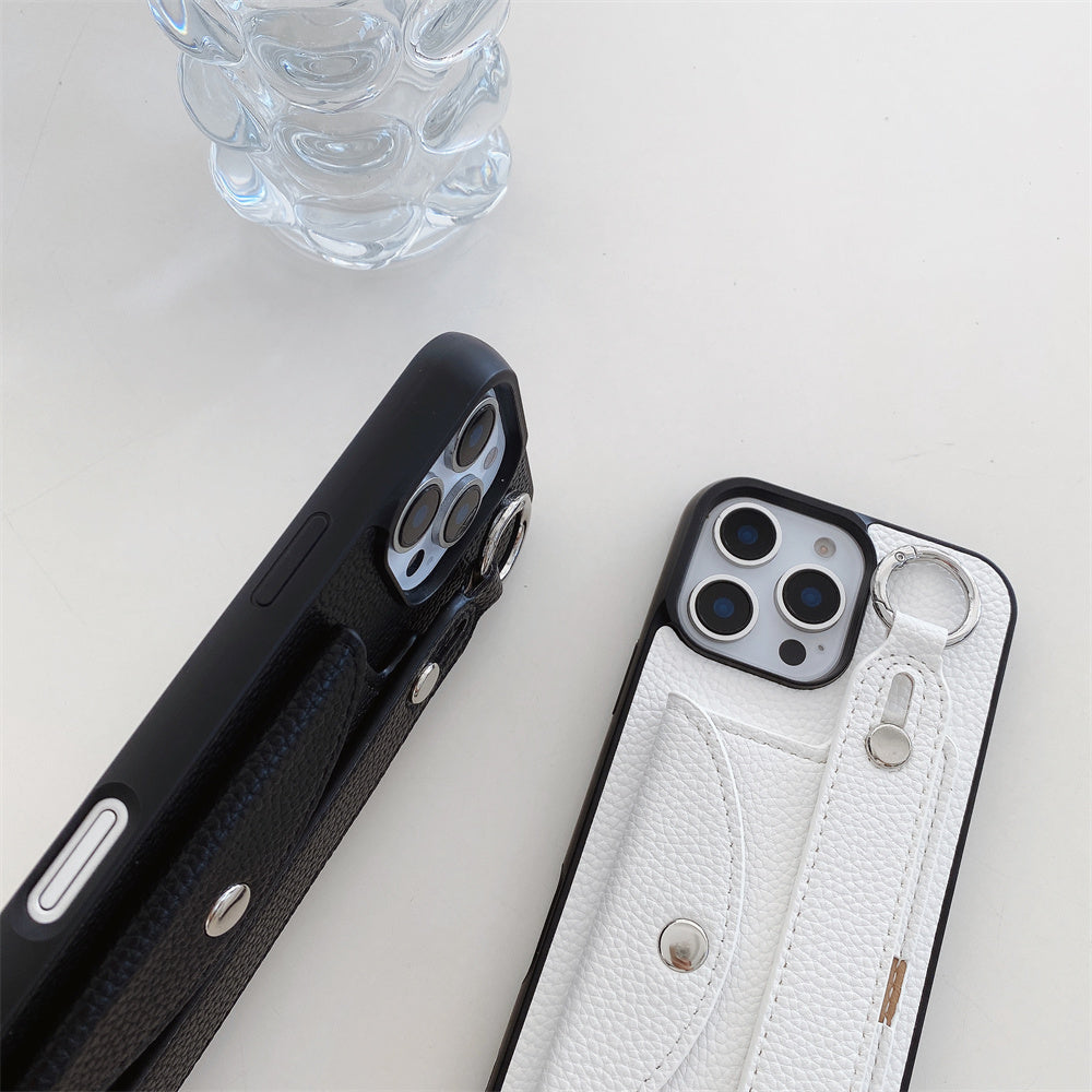 Luxuriöse Crossbody-Hülle aus Leder für das iPhone – Handschlaufe, Ringhalter, Kartenfach, stoßfester Schutz, stilvolles Design für das iPhone