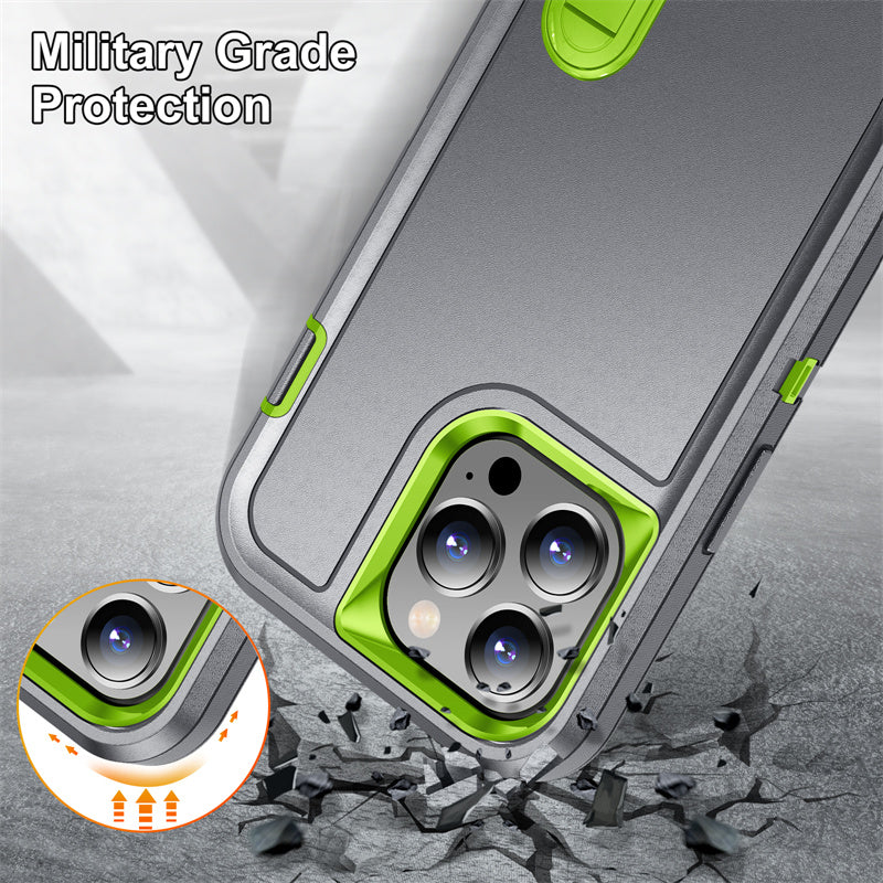 Hybrid Military-Grade Defender iPhone Case – Kickstand Full-Body Protection Cover for iPhone Models, Rugged and Shockproof 