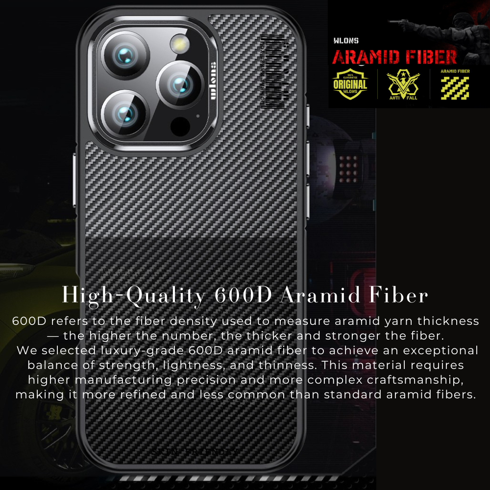 Premium 100% Aramid Fiber Kevlar iPhone Case – 600D Lightweight  Compatible Ultra-Thin Protective Cover for iPhone Models