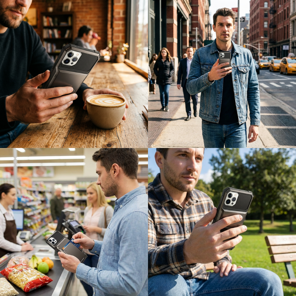 Luxury Wallet Apple iPhone Case, MagSafe Compatible Shockproof Cover with Camera Screen Protection, 4 Card Slot Holder Design