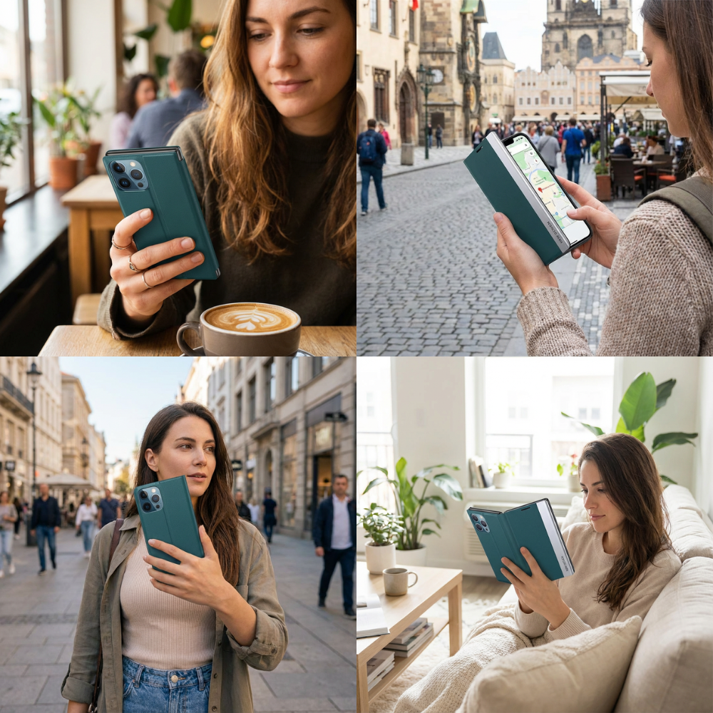 Luxury Flip Apple iPhone Case, MagSafe Compatible, Ultra Thin Magnetic Shockproof Full Protection Cover with Screen Guard, Book Style Stand and Wallet Pocket