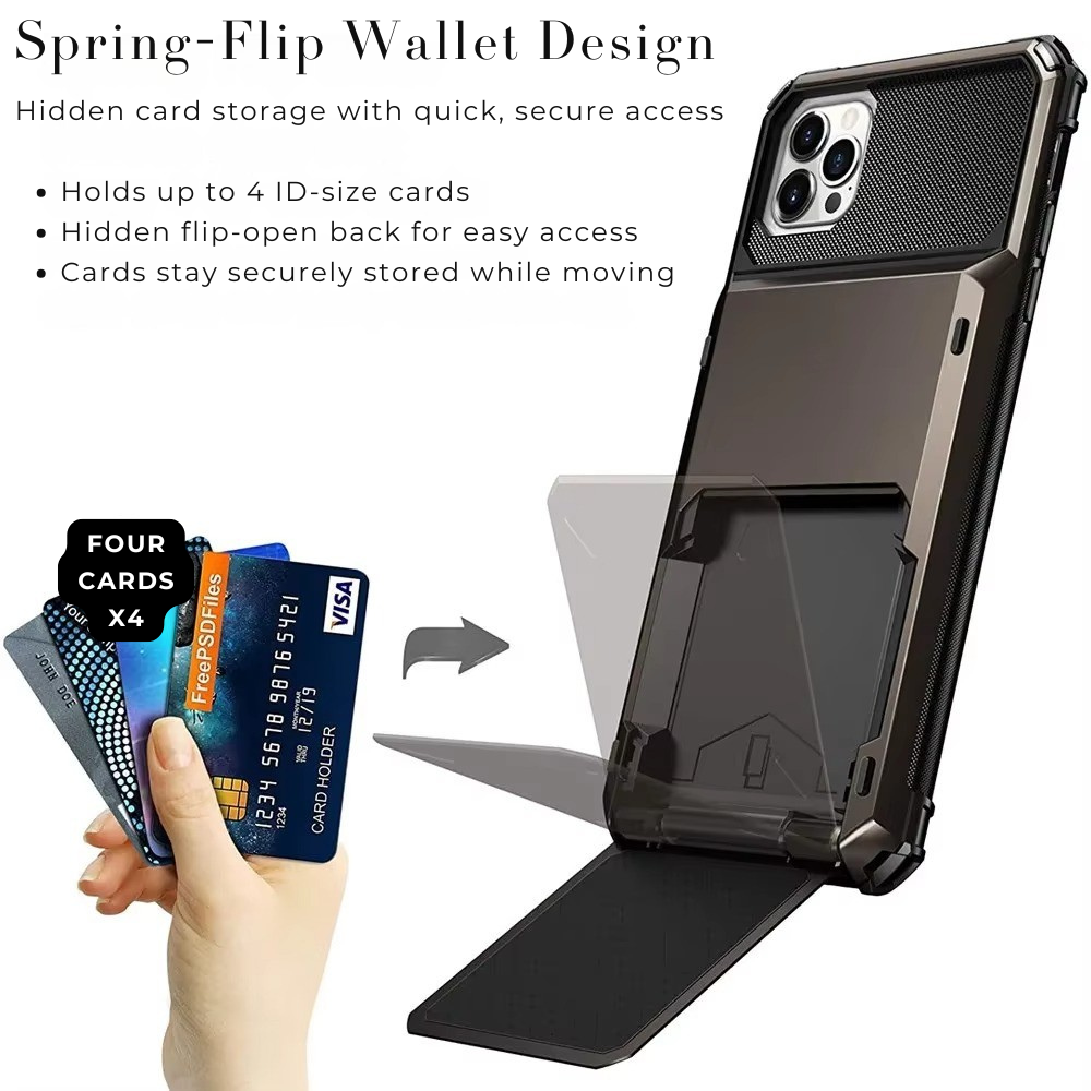 Luxury Wallet Apple iPhone Case, MagSafe Compatible Shockproof Cover with Camera Screen Protection, 4 Card Slot Holder Design