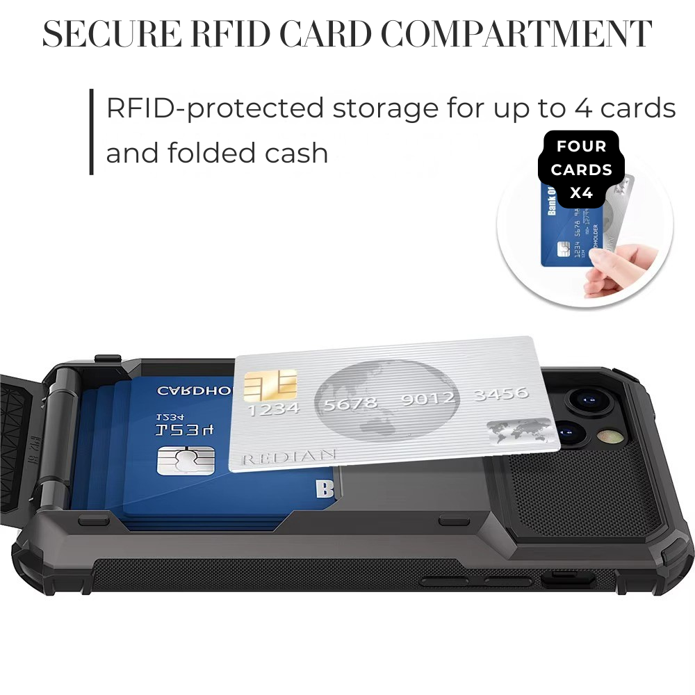 Luxury Wallet Apple iPhone Case, MagSafe Compatible Shockproof Cover with Camera Screen Protection, 4 Card Slot Holder Design