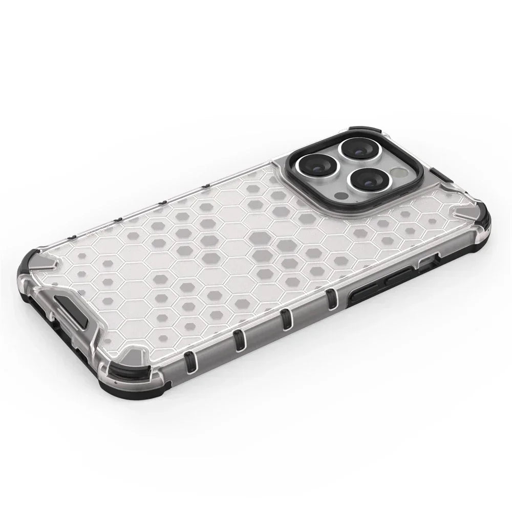 KEYSION Shockproof Armor iPhone Case – Soft Silicone + PC Transparent Honeycomb Back Cover for iPhone Models, 