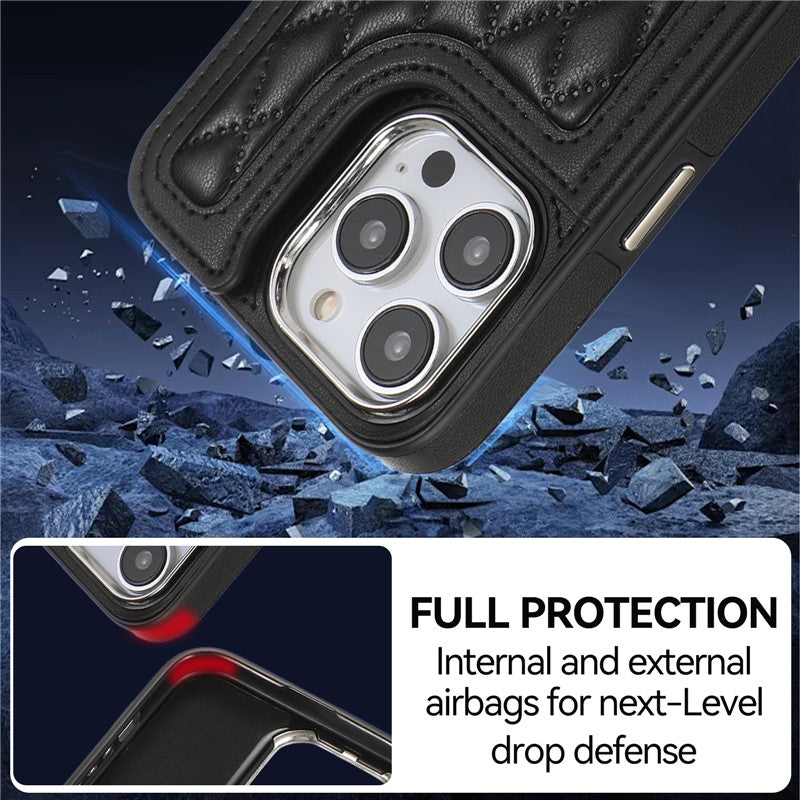 Luxury Crossbody RFID Leather Wallet iPhone Case – Card Slot, Ring Holder, Double Buckle, Lanyard Bag Cover, Magnetic Closure